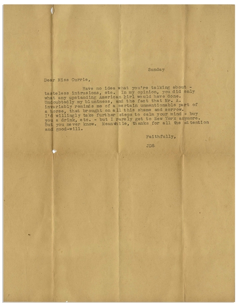 Fantastic Lot of Letters by J.D. Salinger on Writing -- ''...I hate the word Contract...it smells more of writing for publication than for survival, for sanity...''